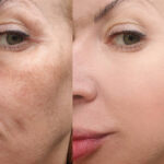 woman face wrinkles before and after treatment collage